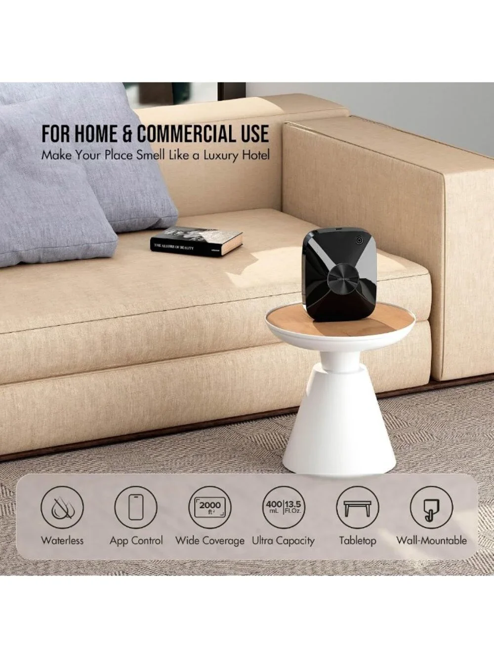 Smart Waterless Essential Oil Diffuser for Large Rooms - Aromatherapy